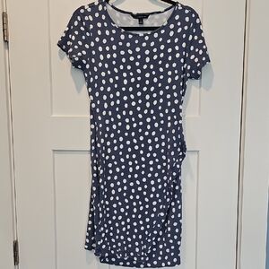Hawthorne Blue And White Polka Dot Short Sleeve Dress